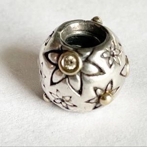 Rare Pandora Starflower Two Tone Diamond Charm